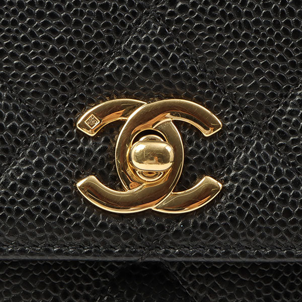 Chanel Around 1998 Made Caviar Skin Turn-Lock Handbag Black