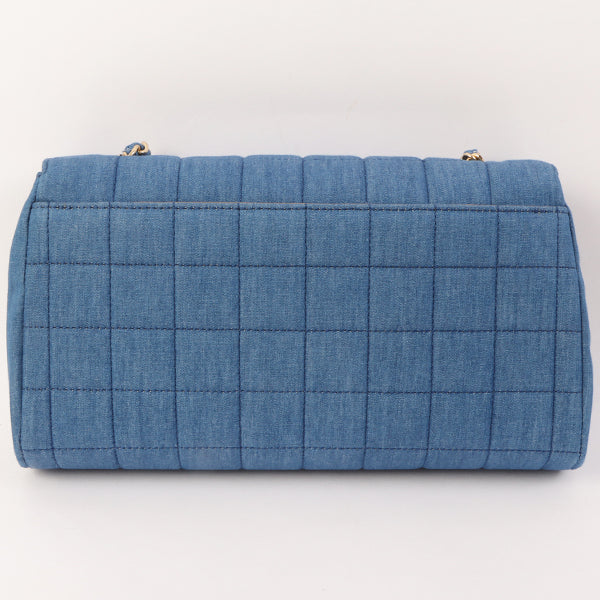 Chanel Around 2002 Made Denim Chocobar Cc Mark Plate Chain Bag Indigo