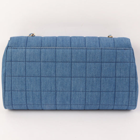 Chanel Around 2002 Made Denim Chocobar Cc Mark Plate Chain Bag Indigo