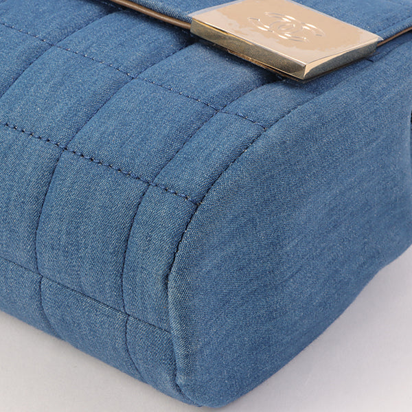 Chanel Around 2002 Made Denim Chocobar Cc Mark Plate Chain Bag Indigo