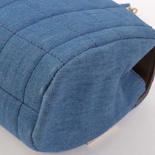 Chanel Around 2002 Made Denim Chocobar Cc Mark Plate Chain Bag Indigo