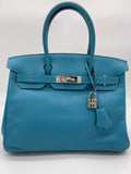Luxury Hermes Birkin 30 Bleu Jean Palladium Hardware