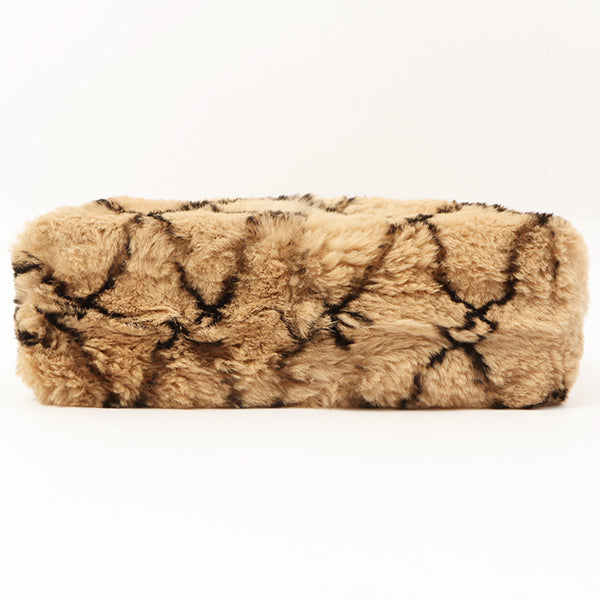 Chanel Around 2000 Made Lapin Fur Cc Mark Plate Chain Bag Beige