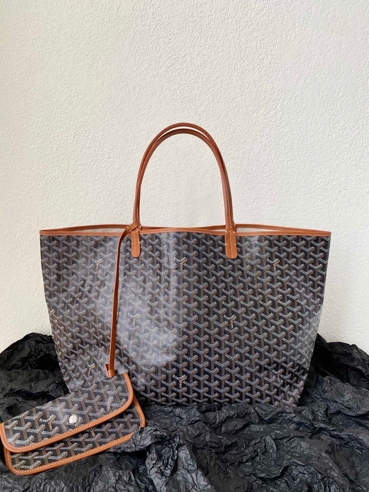 SAINT LOUIS GM 40CM BLACK AND TAN CANVAS Amelia