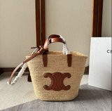 TEEN SUPPLE CELINE CLASSIC PANIER IN RAFFIA AND CALFSKIN TAN Amelia