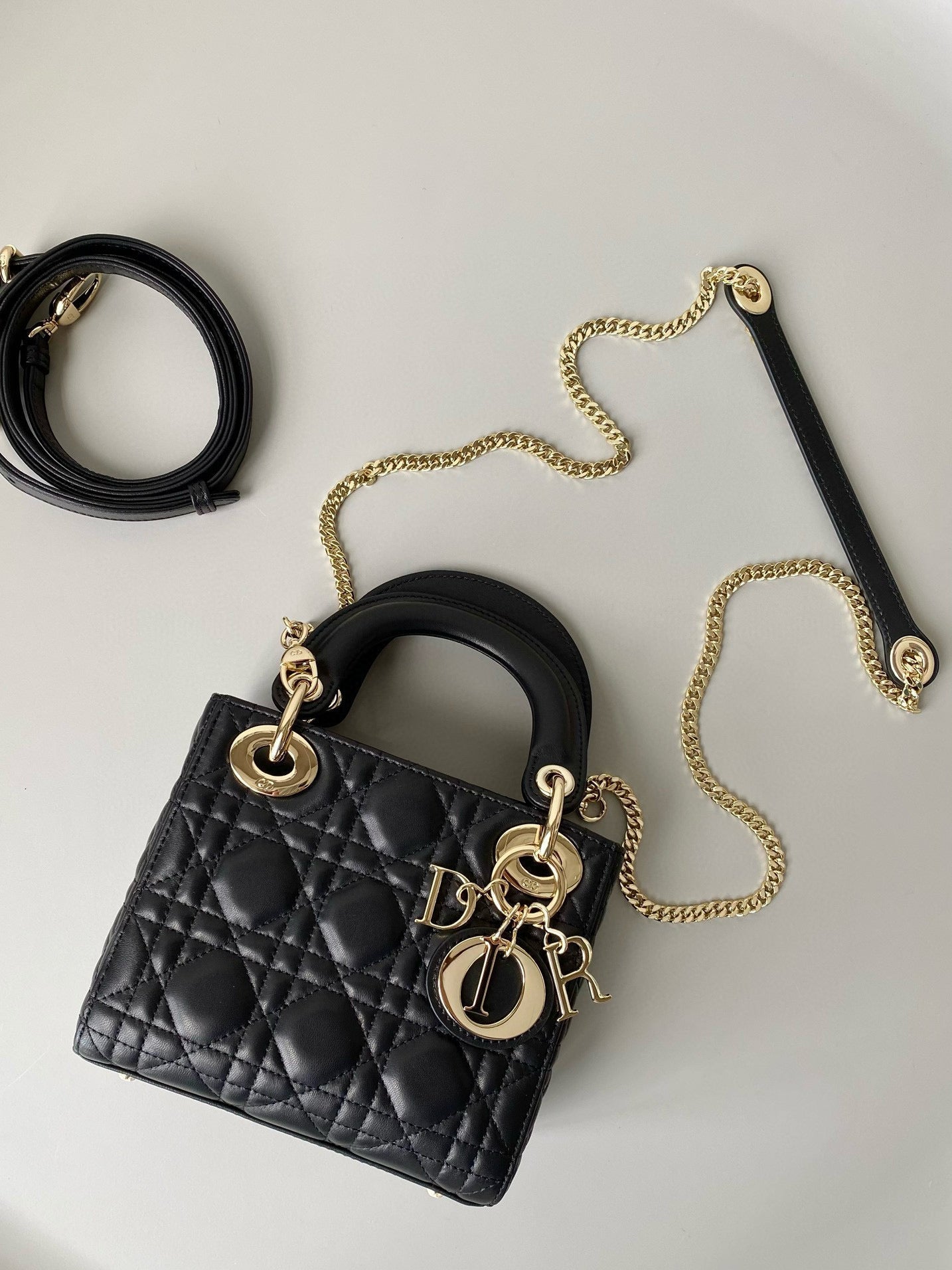 MINI MY LADY 17 BLACK CALFSKIN GOLD HARDWARE Amelia