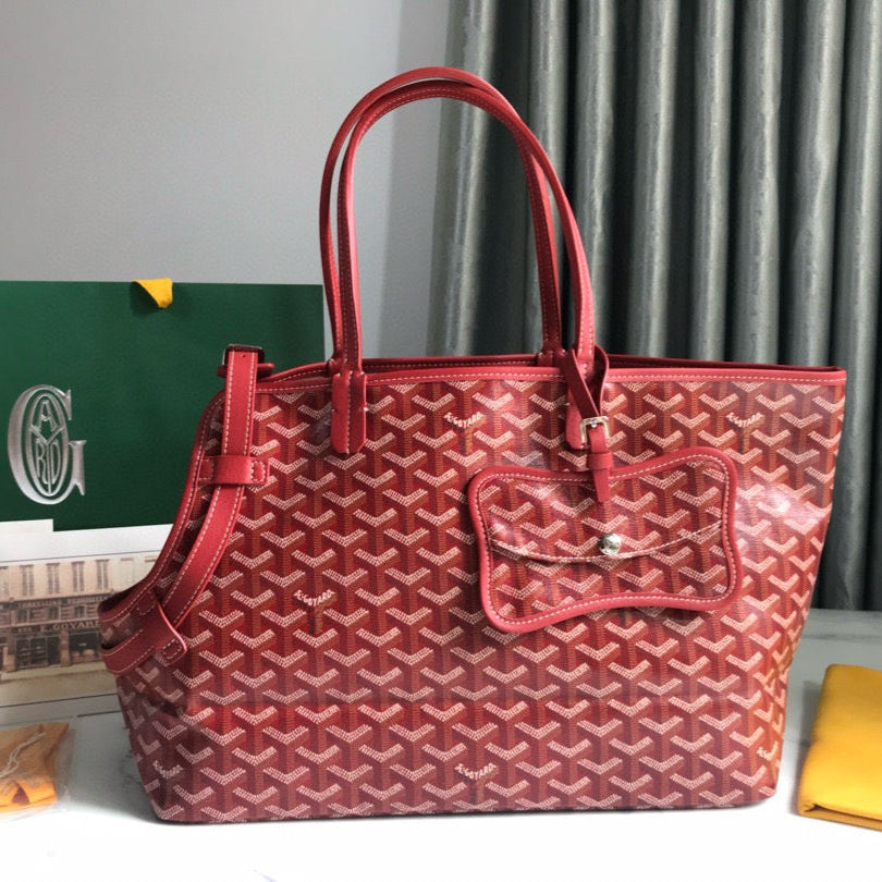 CHIEN GRIS & POCKET 34 RED CANVAS Amelia