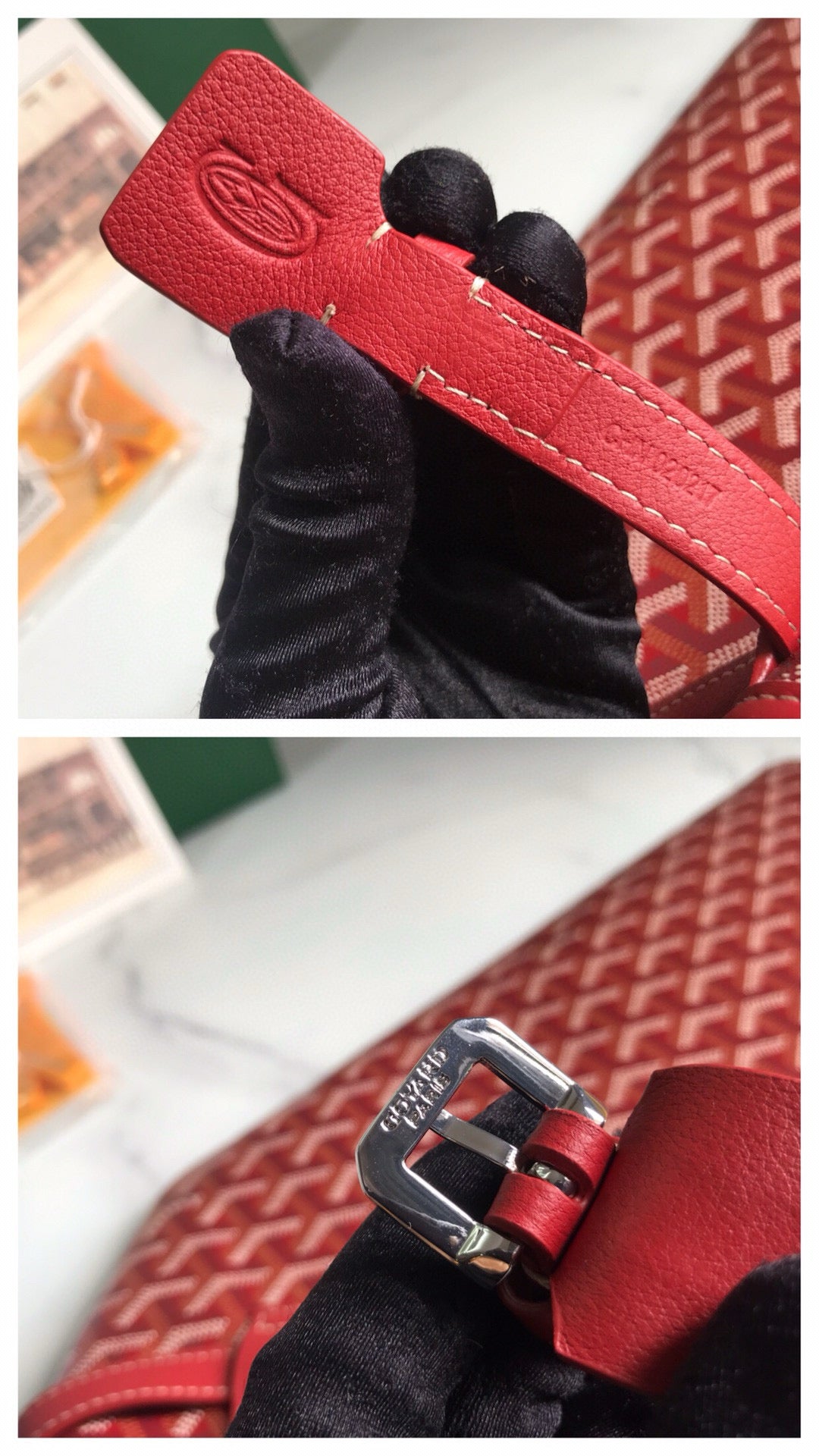 CHIEN GRIS & POCKET 34 RED CANVAS Amelia
