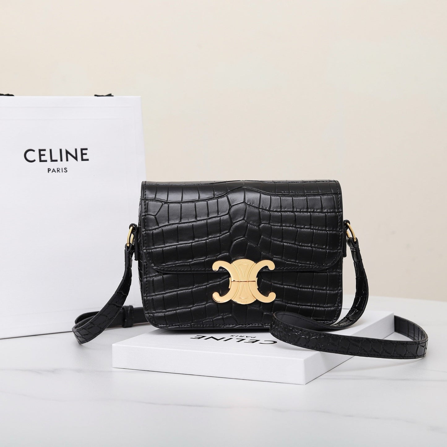 TRIOMPHE TEEN 18 BLACK ALLIGATOR SKIN Amelia