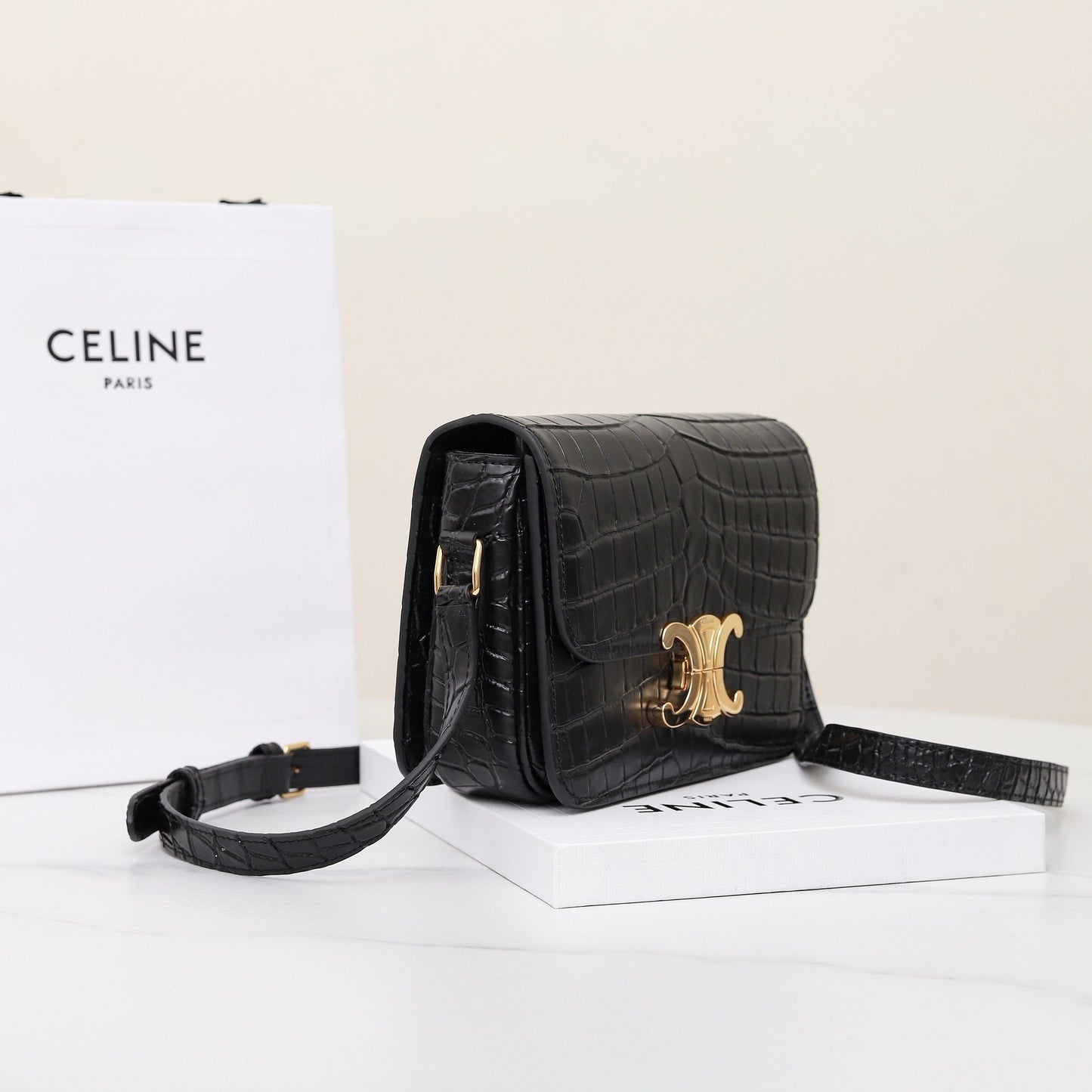 TRIOMPHE TEEN 18 BLACK ALLIGATOR SKIN Amelia Amelia