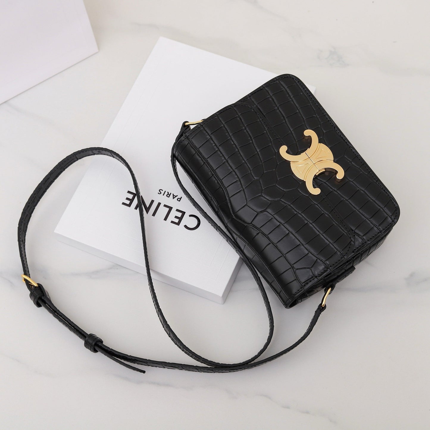 TRIOMPHE TEEN 18 BLACK ALLIGATOR SKIN Amelia