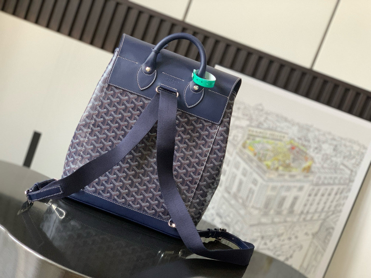 ALPIN MM BACKPACK 39 NAVY BLUE CANVAS CLAMECY CALFSKIN Amelia Amelia