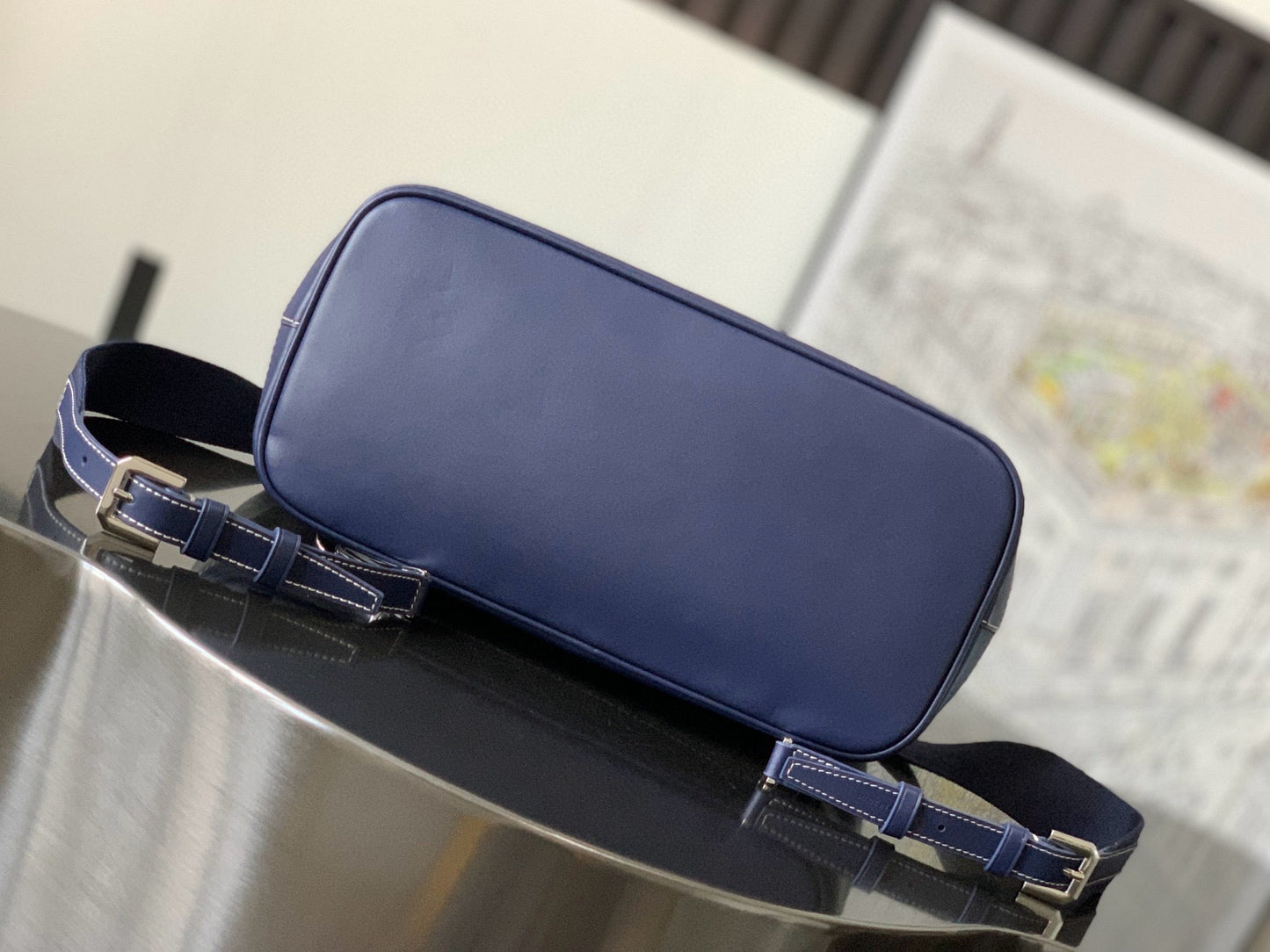 ALPIN MM BACKPACK 39 NAVY BLUE CANVAS CLAMECY CALFSKIN Amelia