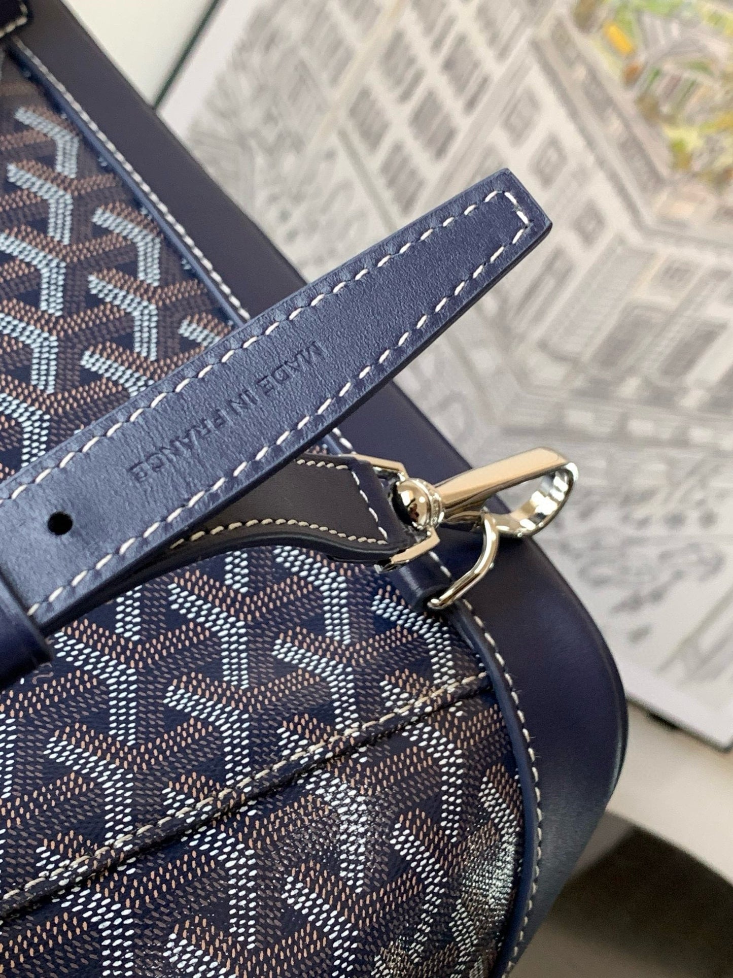 ALPIN MM BACKPACK 39 NAVY BLUE CANVAS CLAMECY CALFSKIN Amelia