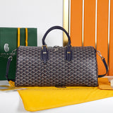 BOSTON 45 BAG IN NAVY BLUE GOYARDINE CANVAS AND CALFSKIN TRIM Amelia