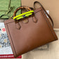 MEDIUM DIANA TOTE BAG 35 IN BROWN LACQUER CALFSKIN BAMBOO HANDLE Amelia Amelia