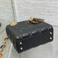 SMALL 20 LADY BAG IN BLACK MACROCANNAGE LAMBSKIN WITH GOLD HARDWARE