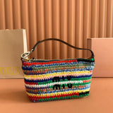 CROCHET TOTE BAG 25 IN MULTICOLORED WOVEN RAFFIA Amelia