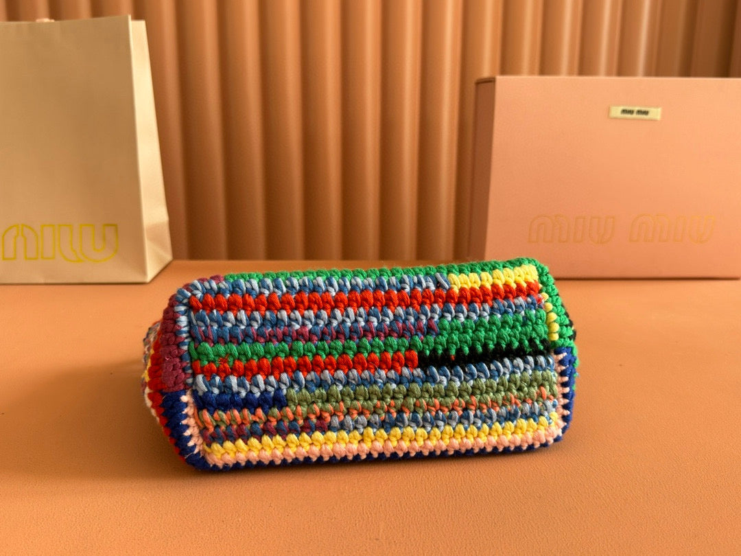 CROCHET TOTE BAG 25 IN MULTICOLORED WOVEN RAFFIA Amelia