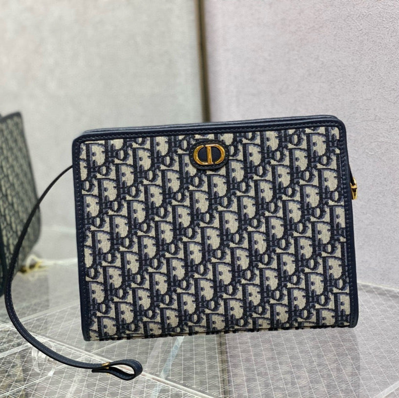 OBLIQUE BOOK TOTE 26 IN DARK BLUE MONOGRAM JACQUARD Amelia