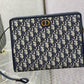 OBLIQUE BOOK TOTE 26 IN DARK BLUE MONOGRAM JACQUARD