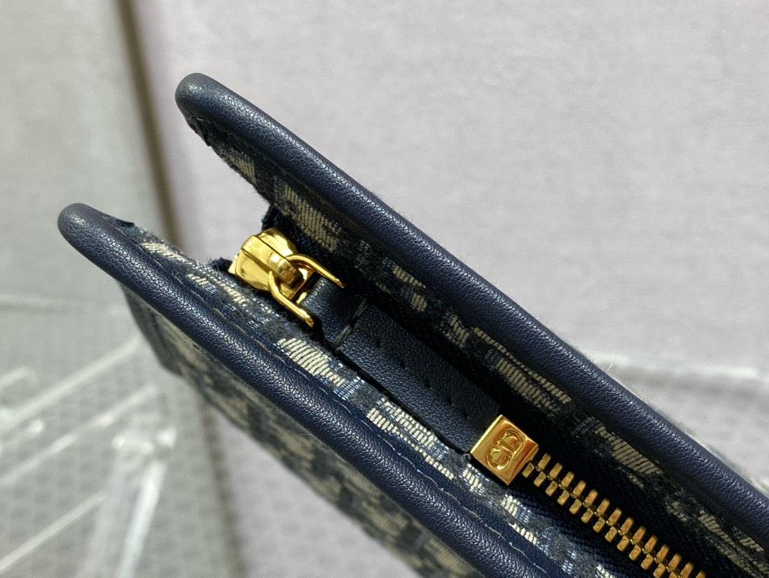 OBLIQUE BOOK TOTE 26 IN DARK BLUE MONOGRAM JACQUARD Amelia