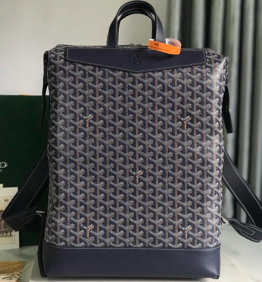 CISALPIN BACKPACK 43 IN NAVY BLUE GOYARDINE CANVAS AND CALFSKIN Amelia Bags