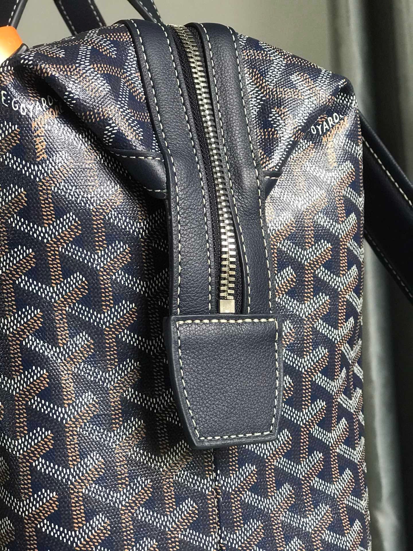 CISALPIN BACKPACK 43 IN NAVY BLUE GOYARDINE CANVAS AND CALFSKIN Amelia
