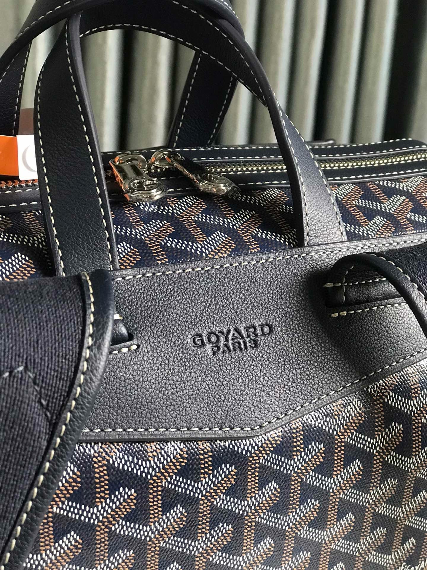 CISALPIN BACKPACK 43 IN NAVY BLUE GOYARDINE CANVAS AND CALFSKIN Amelia Amelia