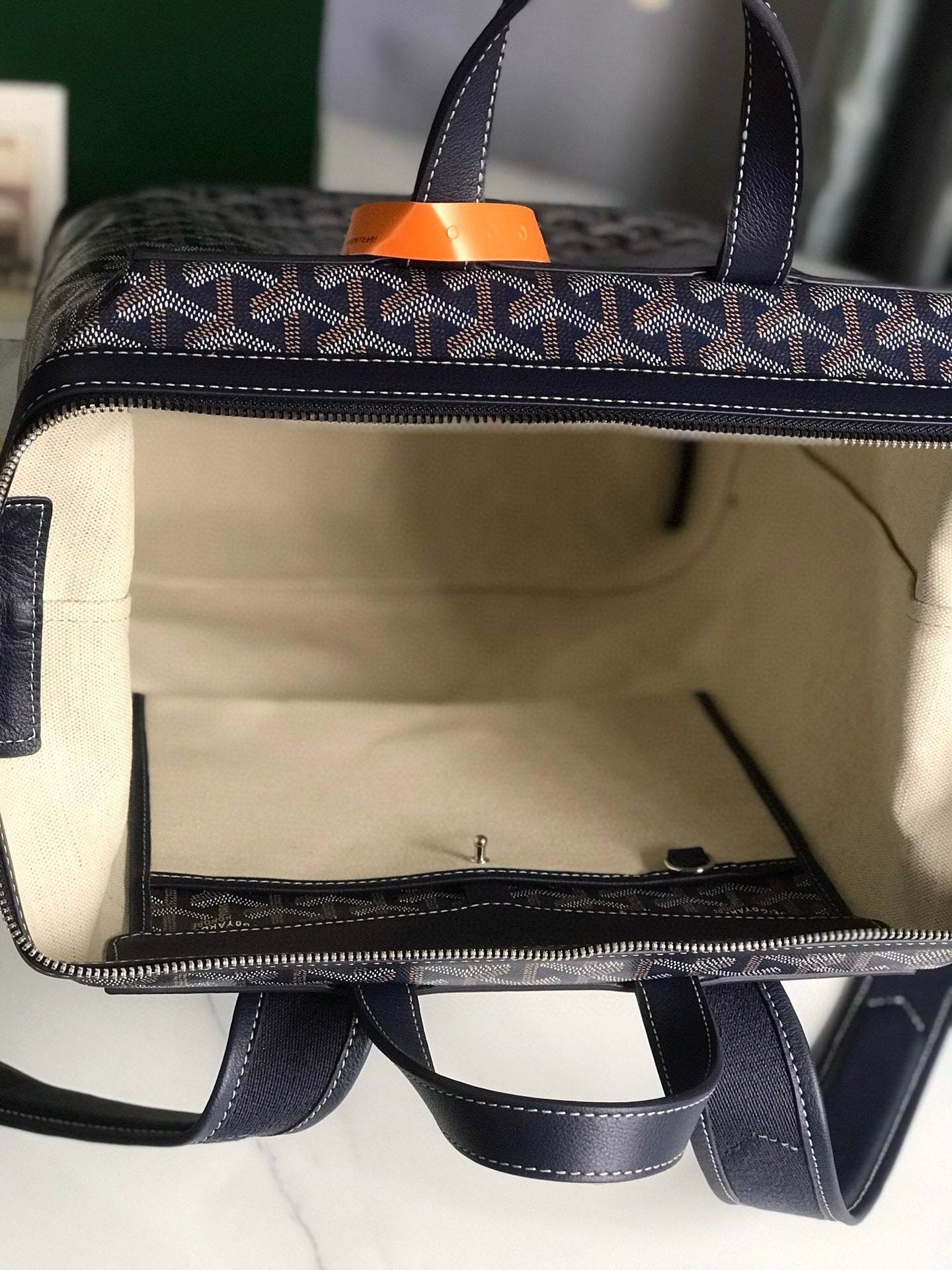 CISALPIN BACKPACK 43 IN NAVY BLUE GOYARDINE CANVAS AND CALFSKIN Amelia Amelia