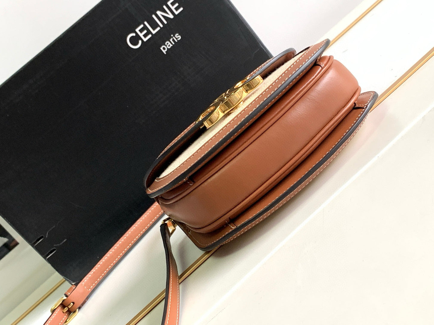 MINI BESACE CLEA 15 IN BROWN TEXTILE AND CALFSKIN