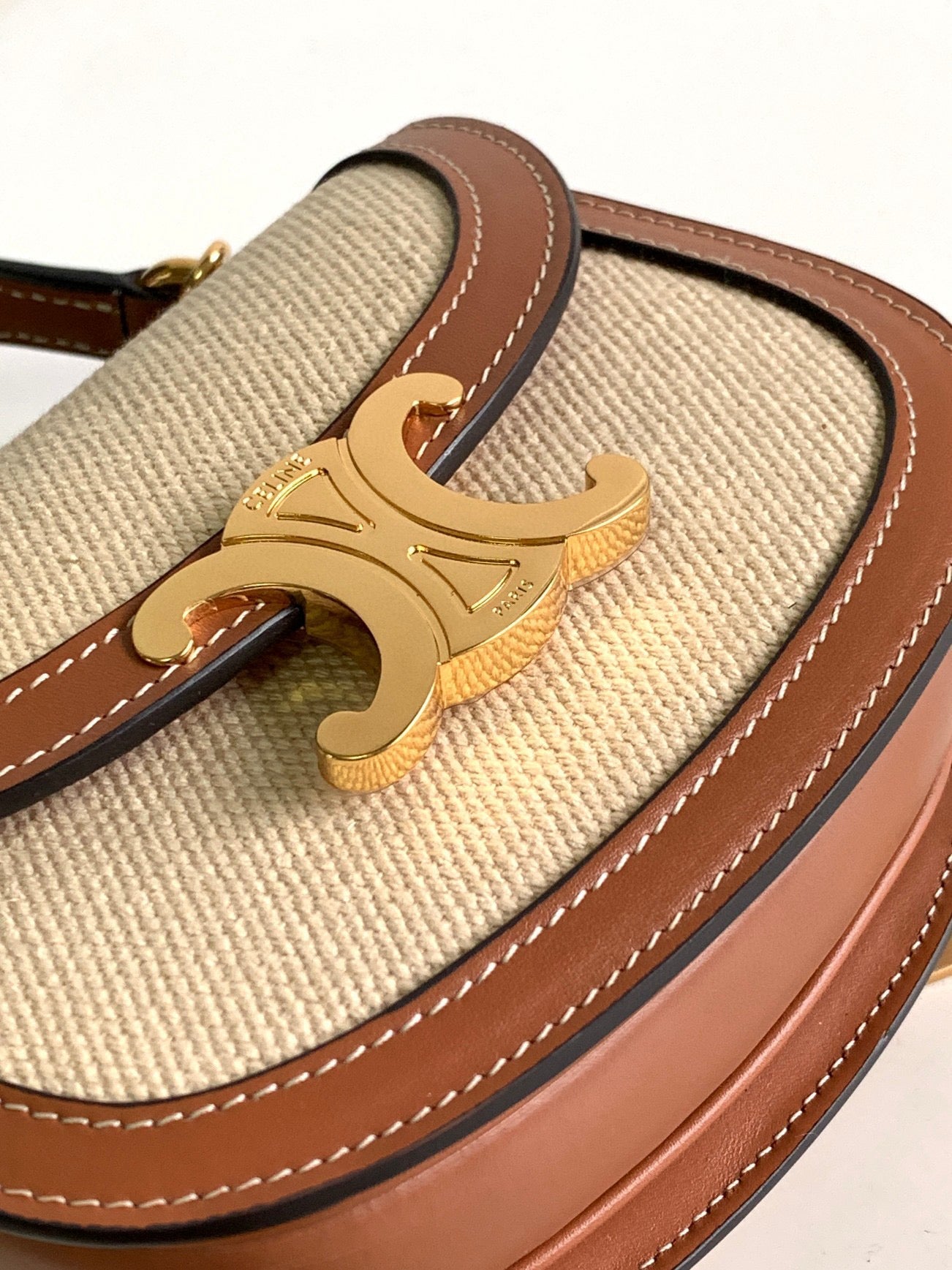 MINI BESACE CLEA 15 IN BROWN TEXTILE AND CALFSKIN Amelia