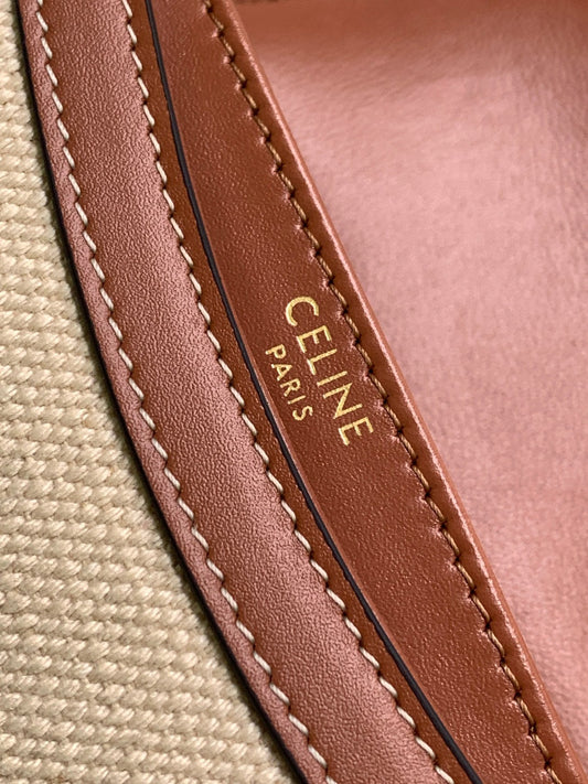 MINI BESACE CLEA 15 IN BROWN TEXTILE AND CALFSKIN Amelia