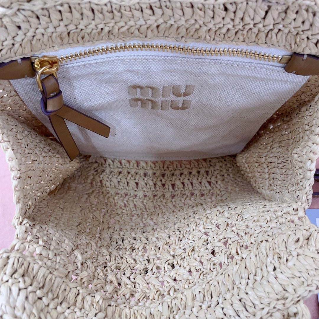 CROCHET TOTE BAG 23 IN NATURAL WOVEN RAFFIA Amelia