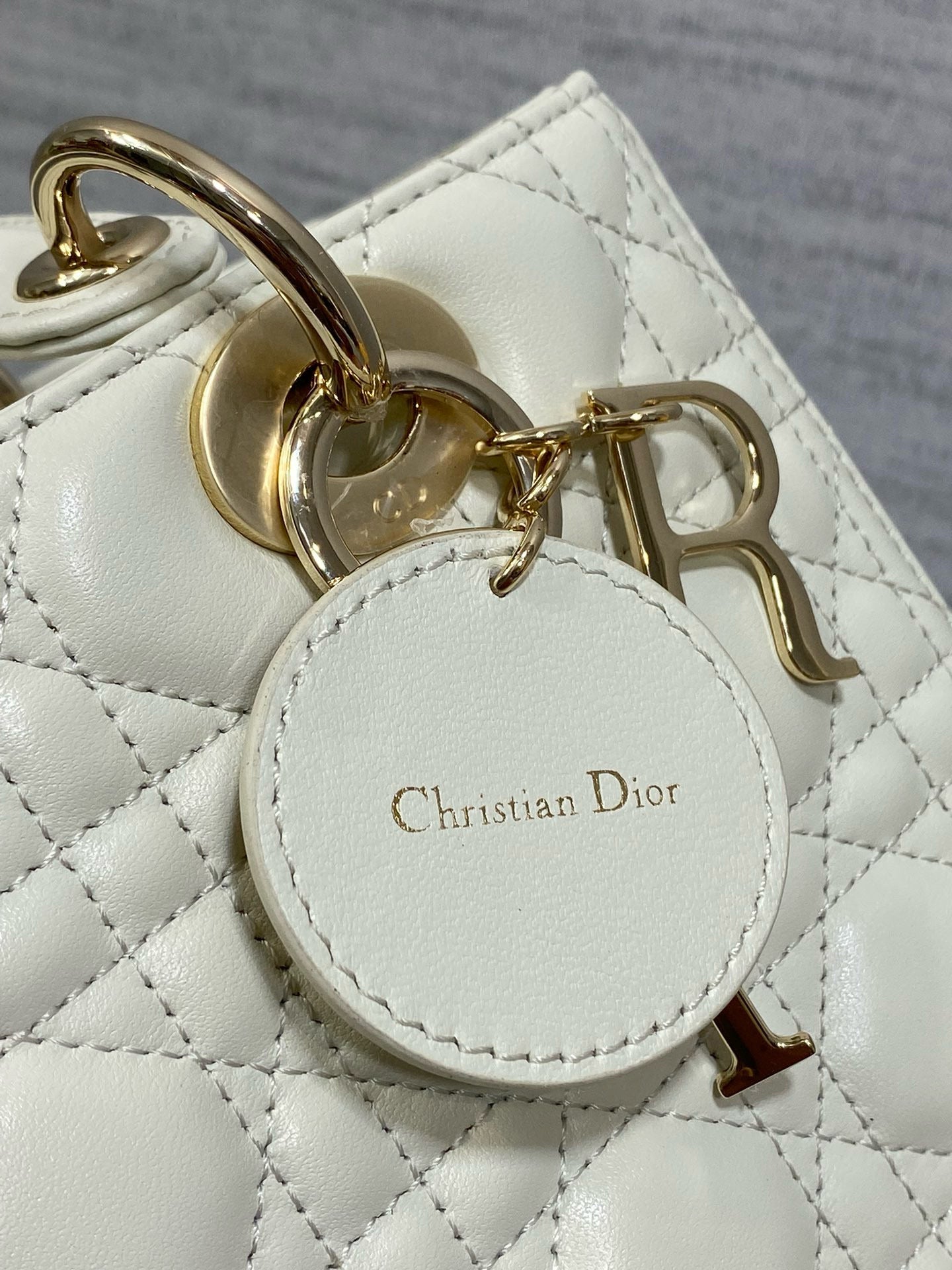 LADY BAG 24 IN WHITE CALFSKIN GOLD HARDWARE Amelia