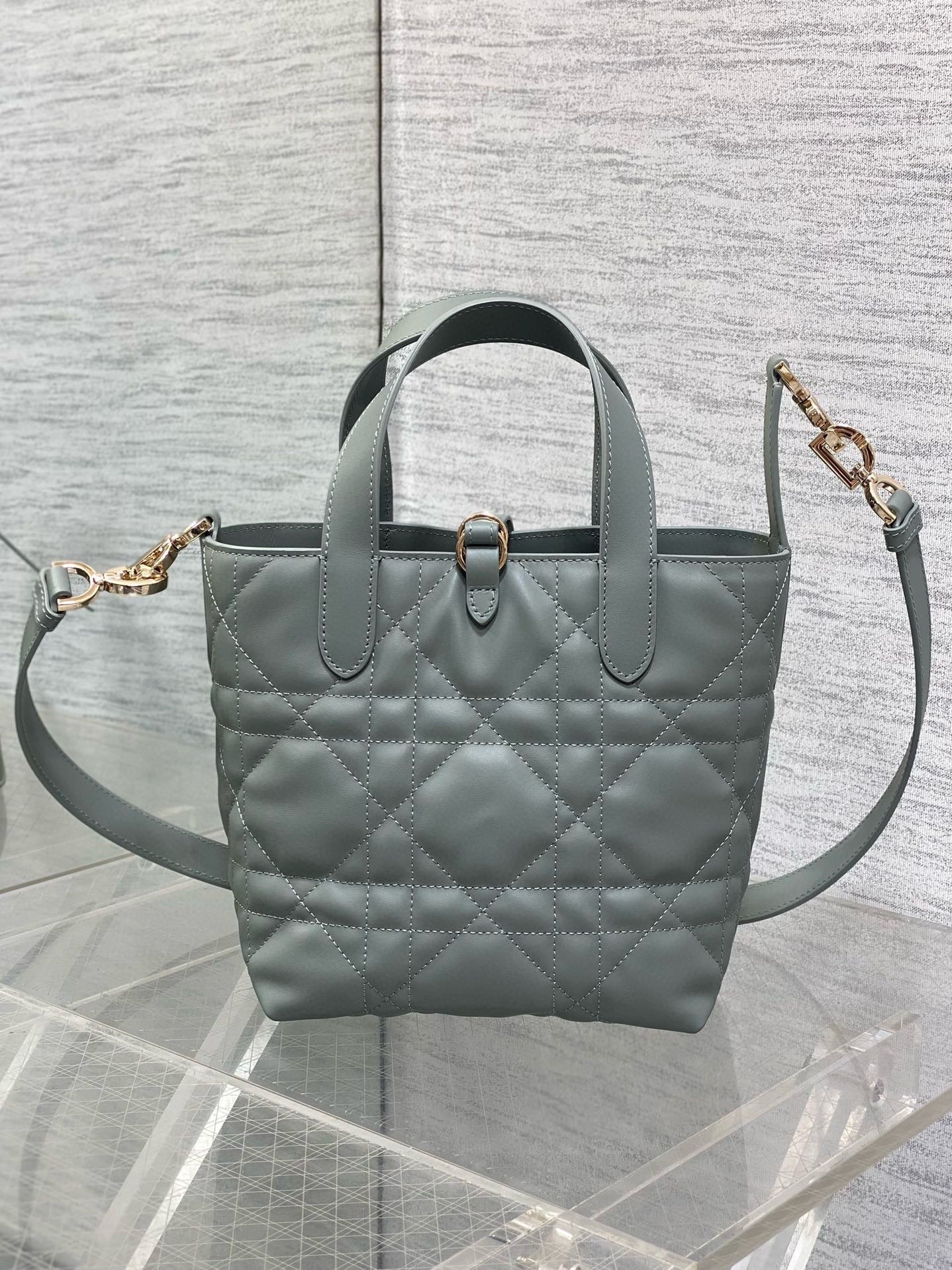 MINI TOUJOURS BUCKET BAG 18 IN GREY CANNAGE CALFSKIN Amelia