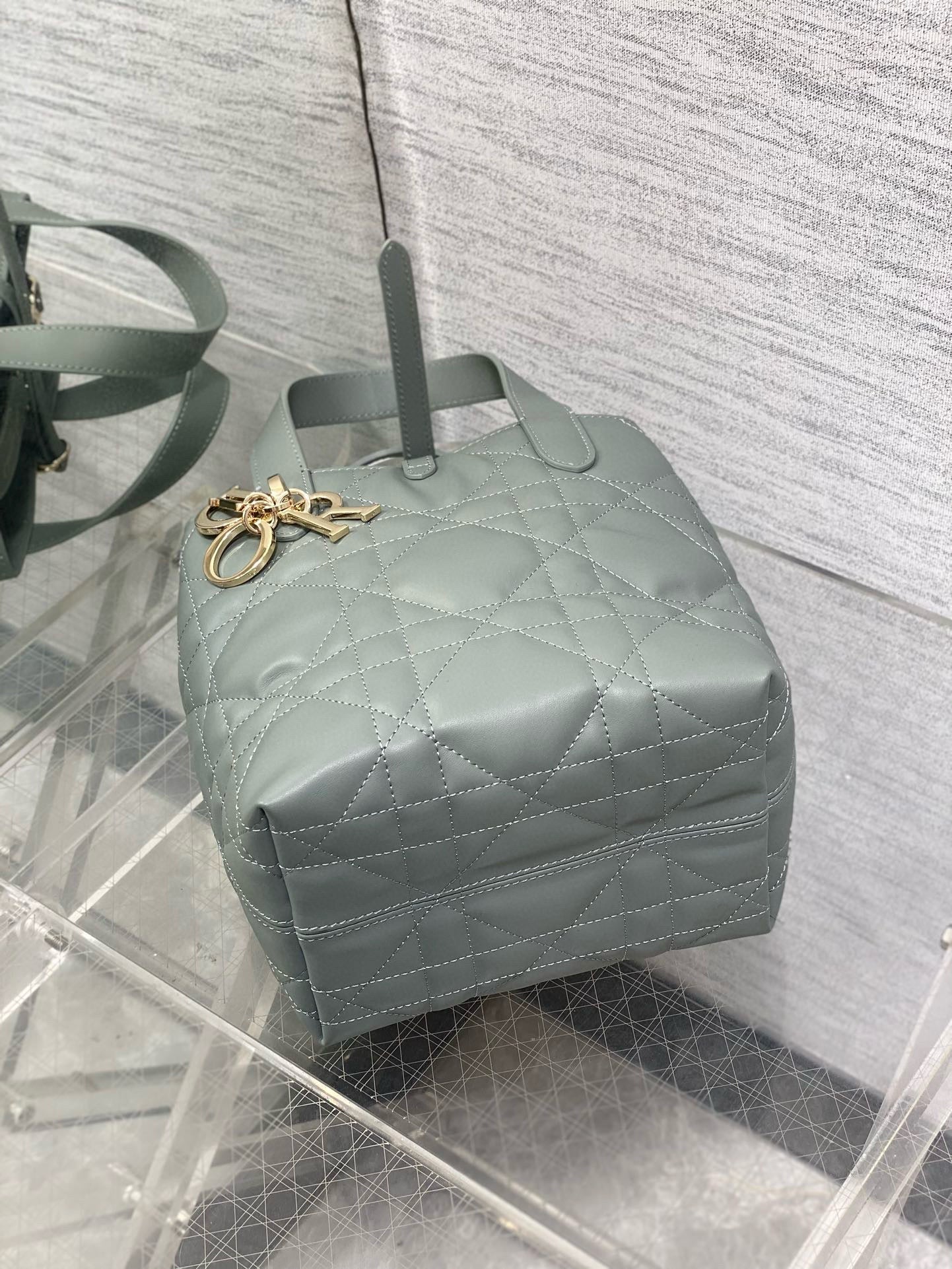 MINI TOUJOURS BUCKET BAG 18 IN GREY CANNAGE CALFSKIN Amelia