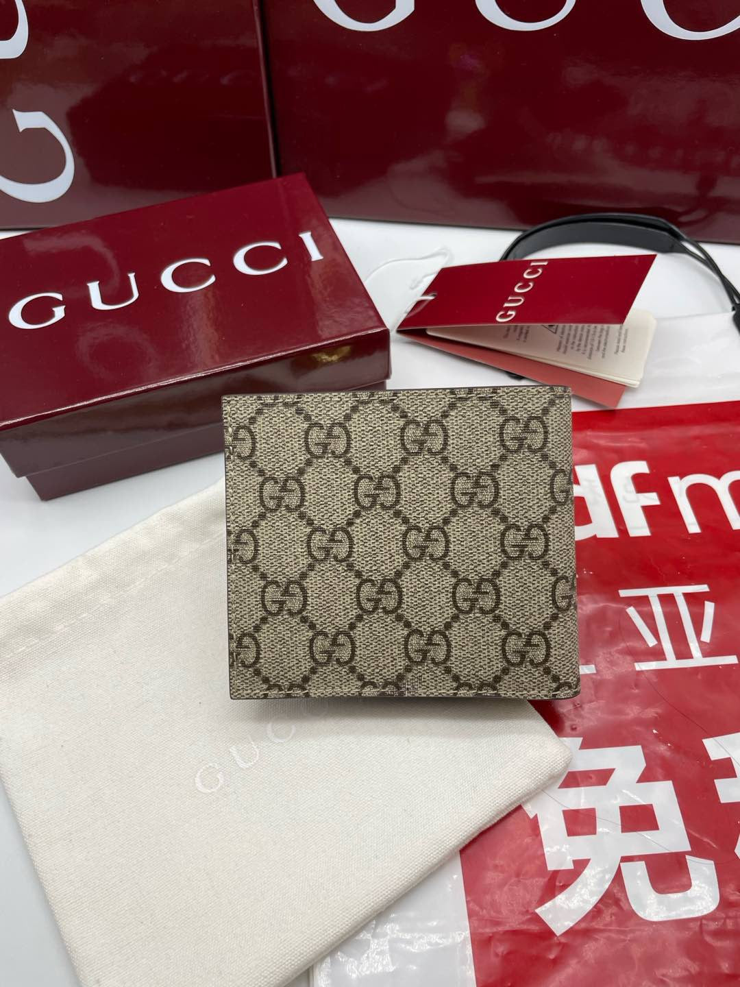 GG BI-FOLD WALLET IN BEIGE MIX BROWN CANVAS Amelia