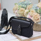 MEDIUM SADDLE MESSENGER BAG IN BLACK OBLIQUE JACQUARD AND BLACK GRAINED CALFSKIN Amelia