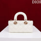 SMALL LADY D-JOY 22 WHITE LAMBSKIN GOLD HARDWARE