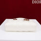 SMALL LADY D-JOY 22 WHITE LAMBSKIN GOLD HARDWARE