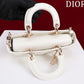 SMALL LADY D-JOY 22 WHITE LAMBSKIN GOLD HARDWARE Amelia