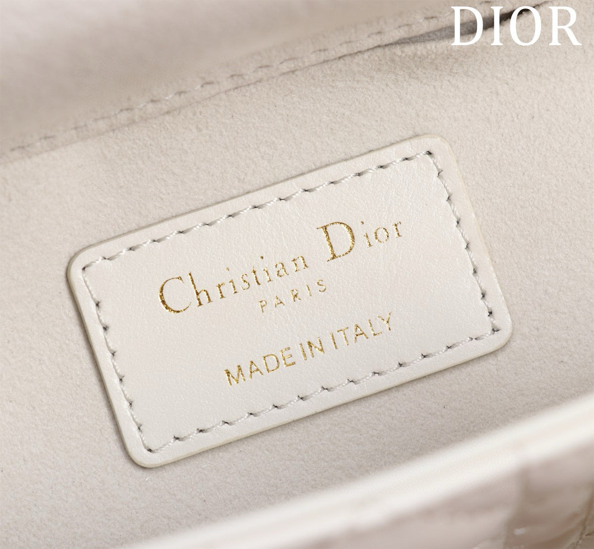 SMALL LADY D-JOY 22 WHITE LAMBSKIN GOLD HARDWARE Amelia