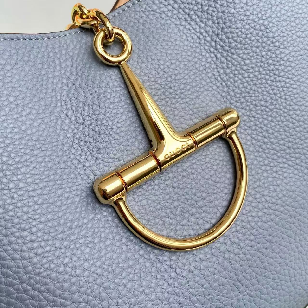GG HORSEBIT HOBO BAG 46 IN LIGHT BLUE CALFSKIN GOLD HARDWARE Amelia Amelia