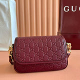 GG SHOULDER BAG 20 IN BURGUNDY RED EMBOSSED CALFSKIN Amelia Amelia