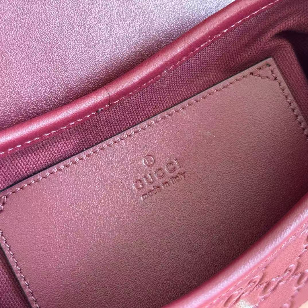 GG SHOULDER BAG 20 IN BURGUNDY RED EMBOSSED CALFSKIN Amelia