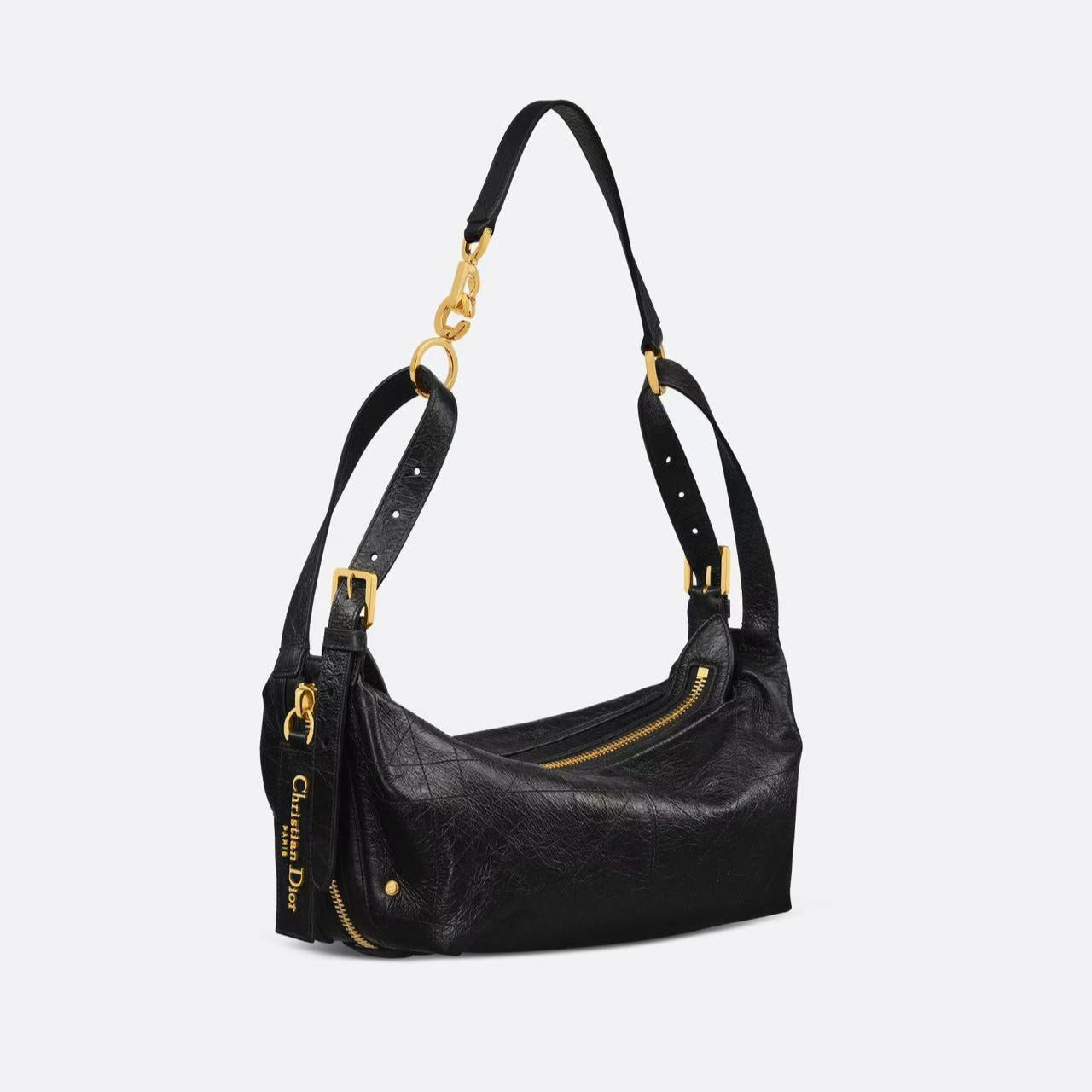 CD SHOULDER BAG 25 IN BLACK CALFSKIN GOLD HARDWARE TP2 Amelia