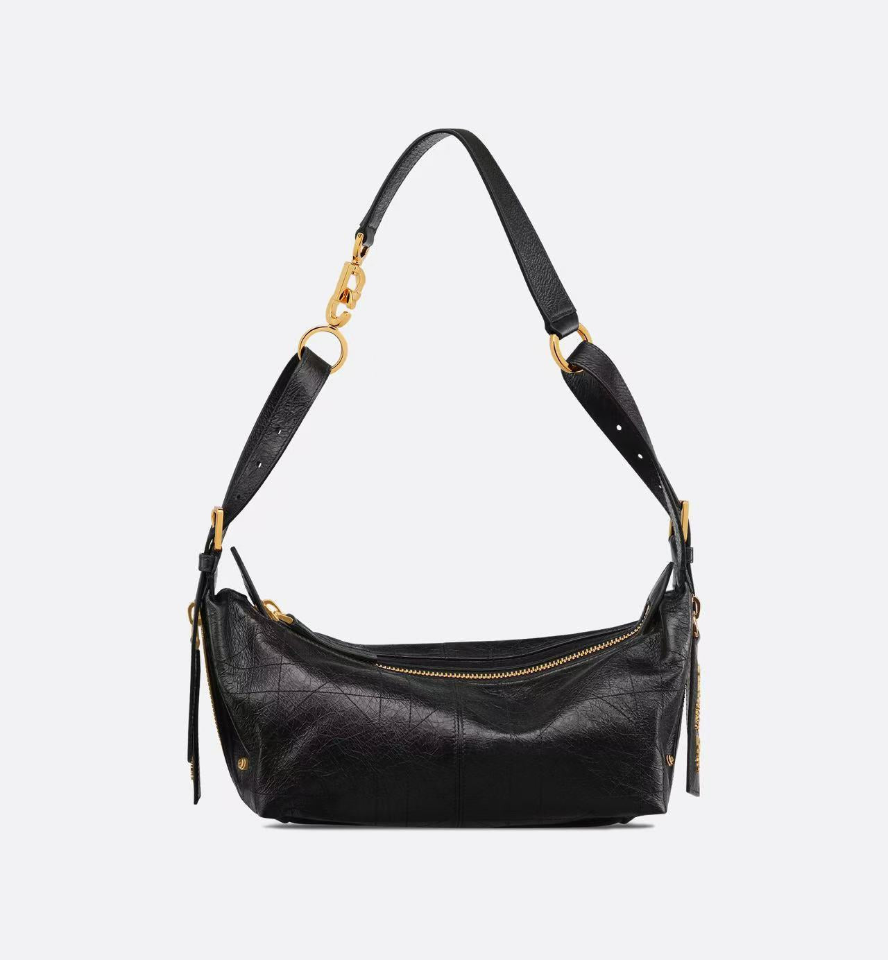 CD SHOULDER BAG 25 IN BLACK CALFSKIN GOLD HARDWARE TP2 Amelia