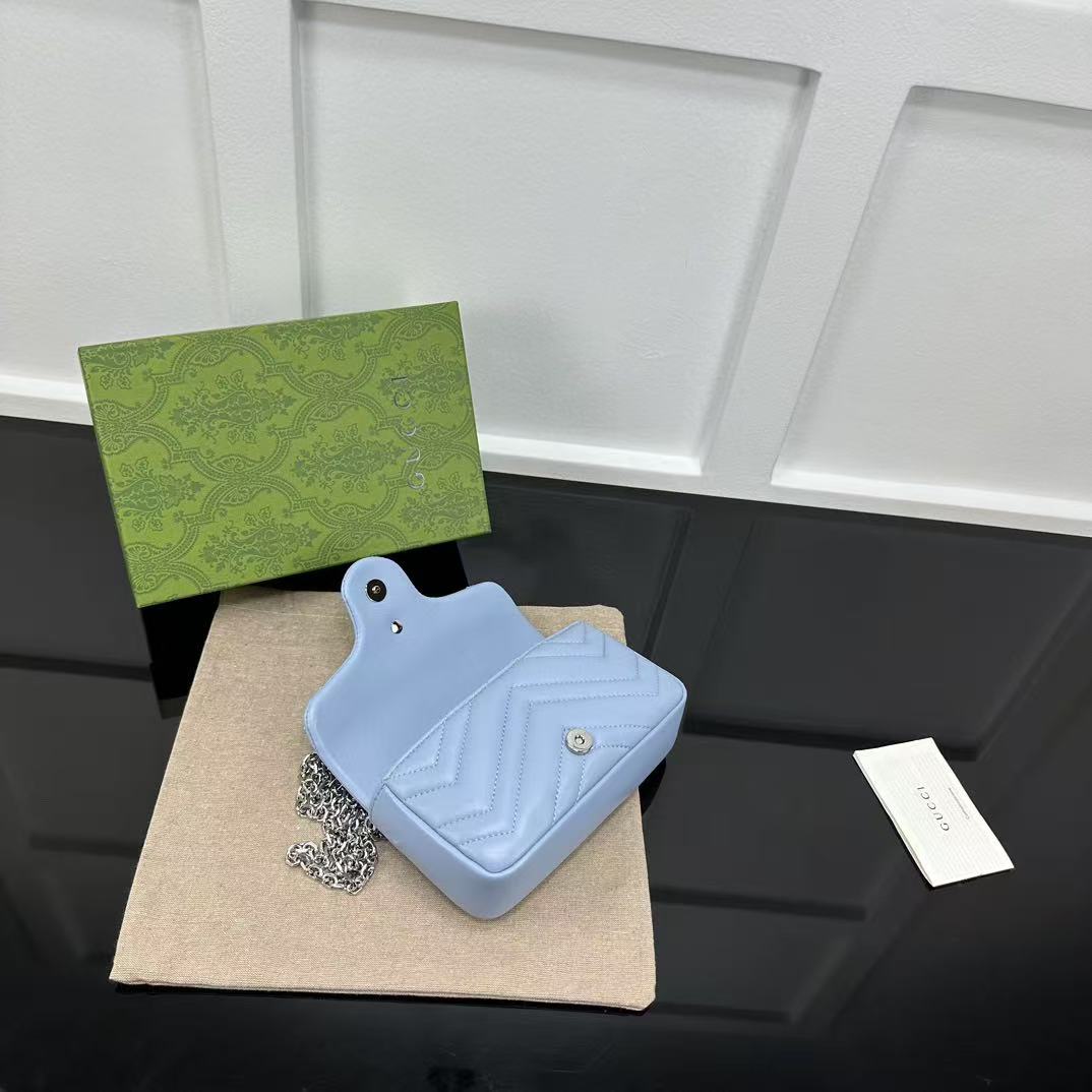 GG MARMONT 16 MINI SHOULDER BAG BLUE CALFSKIN Amelia Amelia