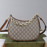 GG SHOULDER BAG 25 IN DARK BEIGE MONOGRAM CANVAS MIX CALFSKIN Amelia Amelia